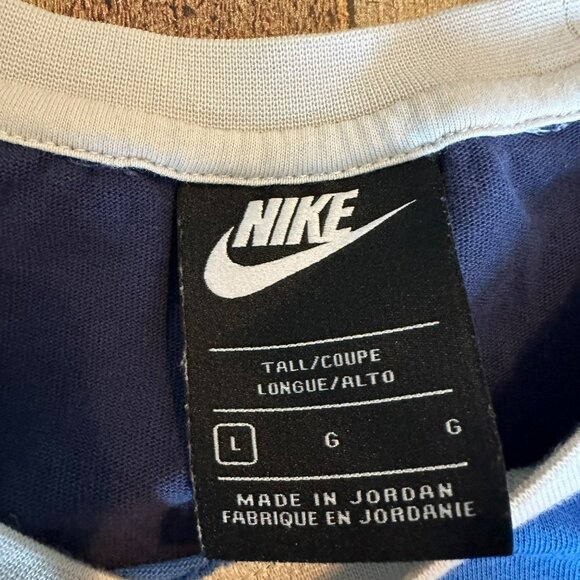 Vintage Nike Mens Blue & Navy Colorblock Cotton T-Shirt L Casual Short Sleeve - Picture 4 of 9